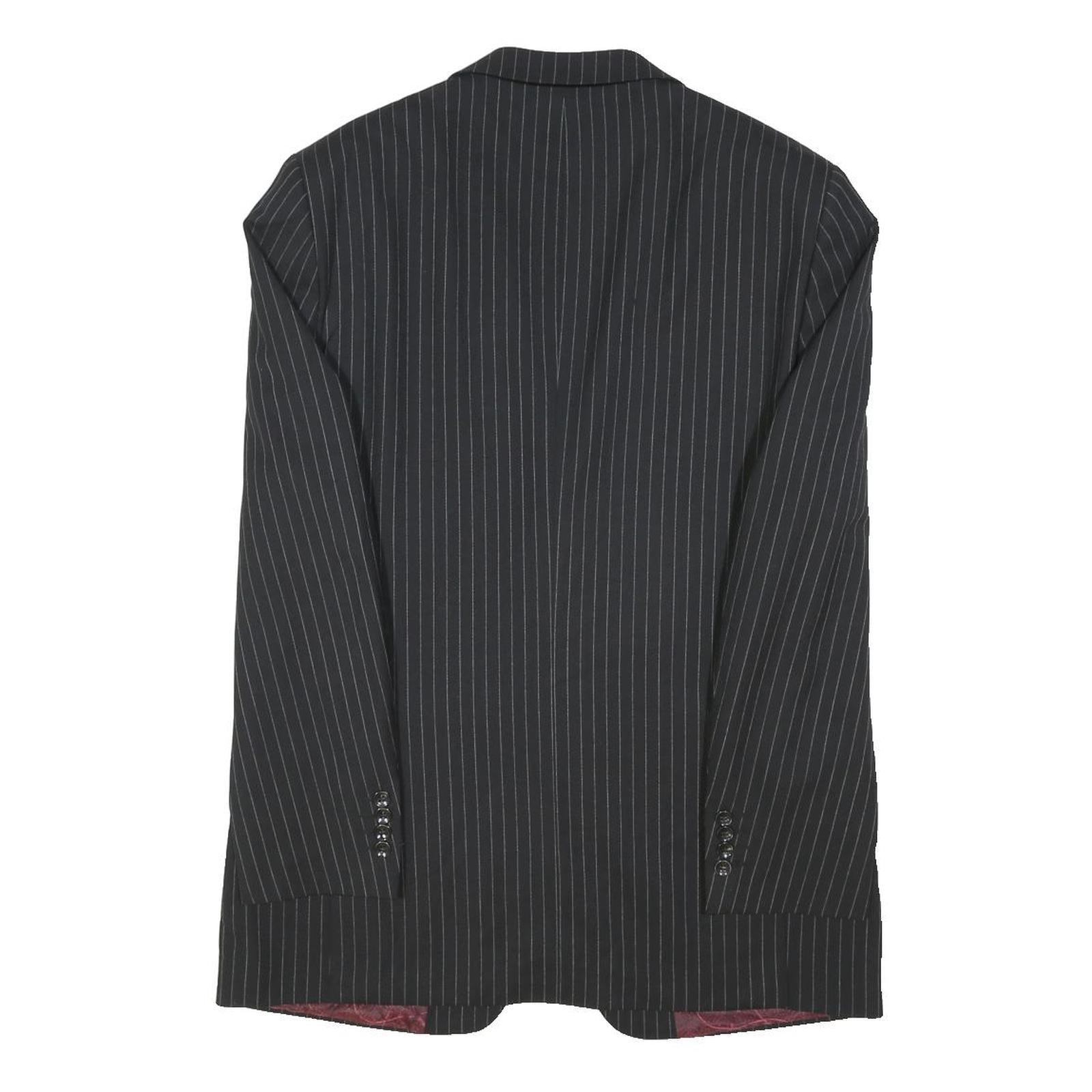 REMUS UOMO Mens Black Pinstripe Wool Blazer Jacket L Woven Tailored Formal