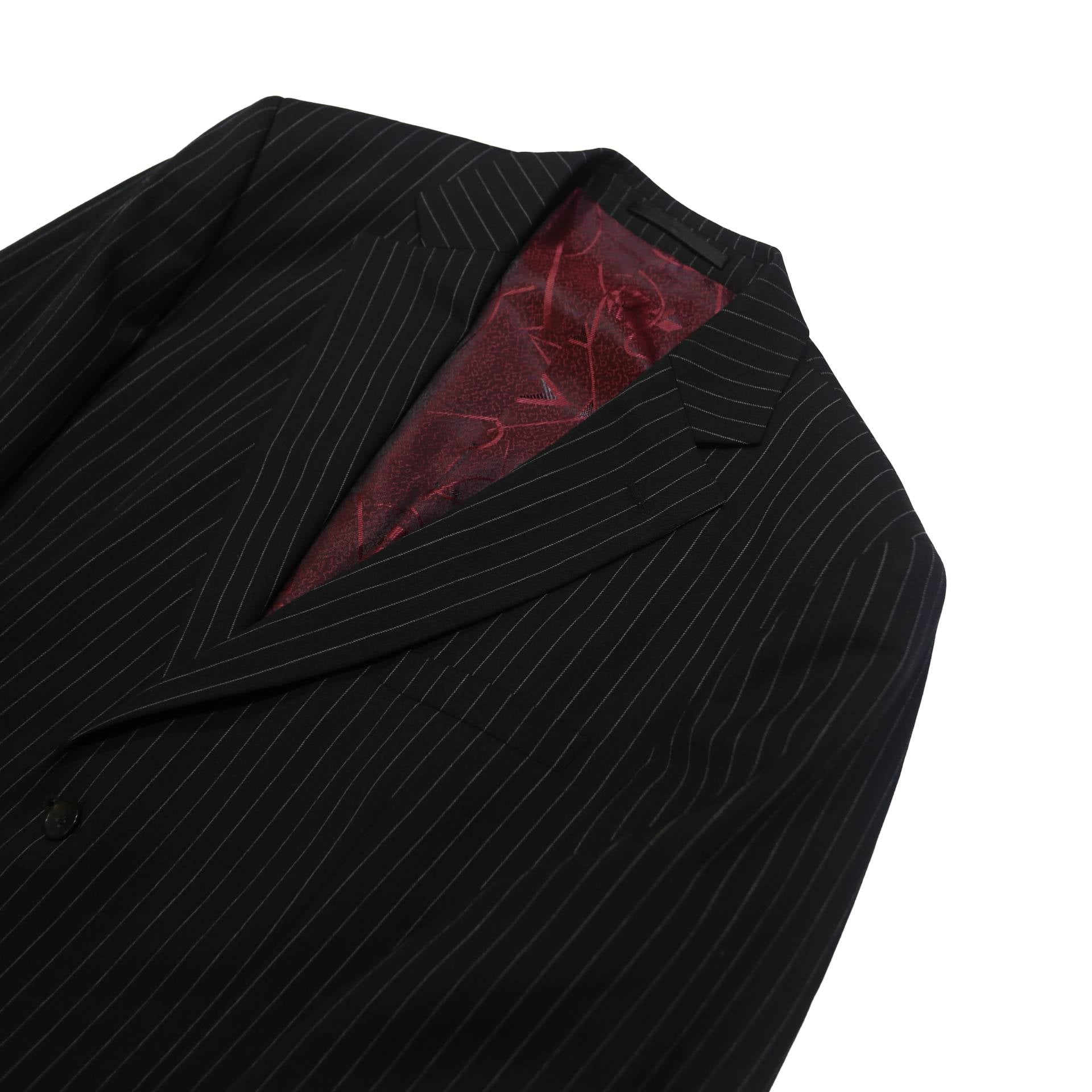 REMUS UOMO Mens Black Pinstripe Wool Blazer Jacket L Woven Tailored Formal