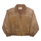 ADA Womens Brown Leather Bomber Jacket L Suede Zip Pockets Casual Outerwear