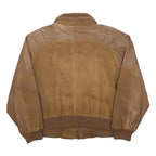 ADA Womens Brown Leather Bomber Jacket L Suede Zip Pockets Casual Outerwear