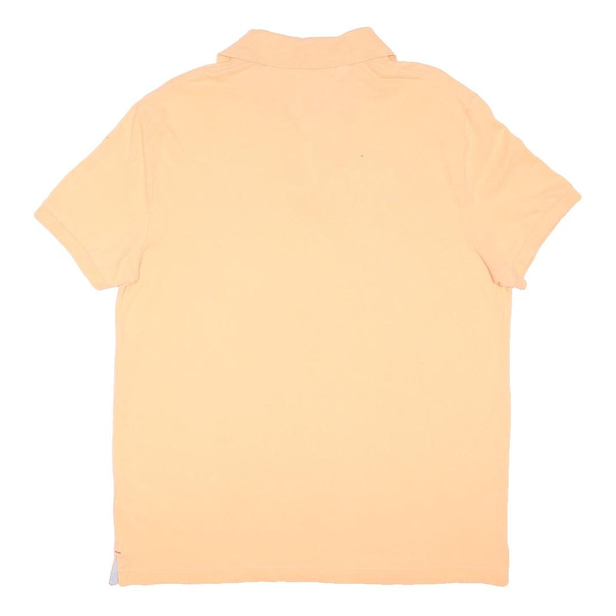 TOMMY HILFIGER Mens Peach Short Sleeve Plain Polo Shirt L Cotton Blend Casual