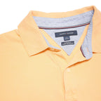 TOMMY HILFIGER Mens Peach Short Sleeve Plain Polo Shirt L Cotton Blend Casual