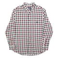 CHAPS Mens White & Red Check Flannel Shirt M Cotton Casual Button-Down Long
