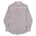 CHAPS Mens White & Red Check Flannel Shirt M Cotton Casual Button-Down Long