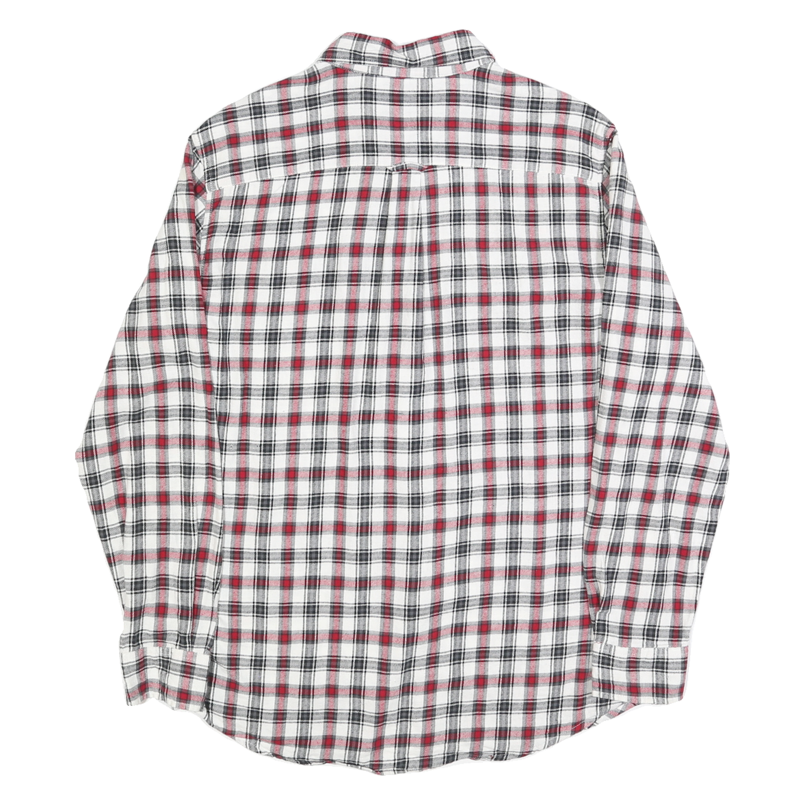 CHAPS Mens White & Red Check Flannel Shirt M Cotton Casual Button-Down Long