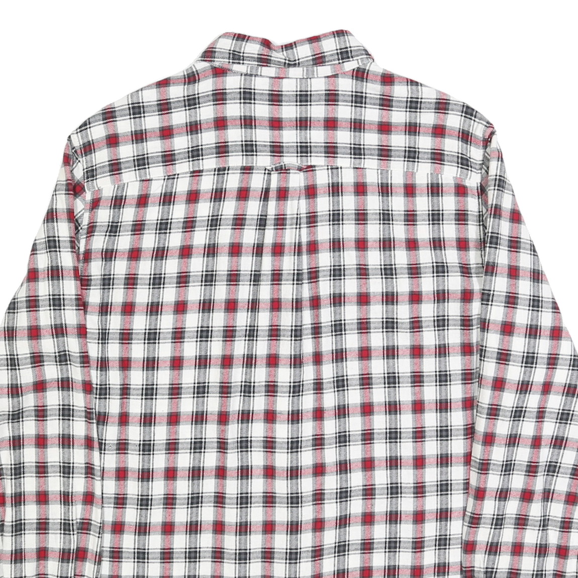 CHAPS Mens White & Red Check Flannel Shirt M Cotton Casual Button-Down Long
