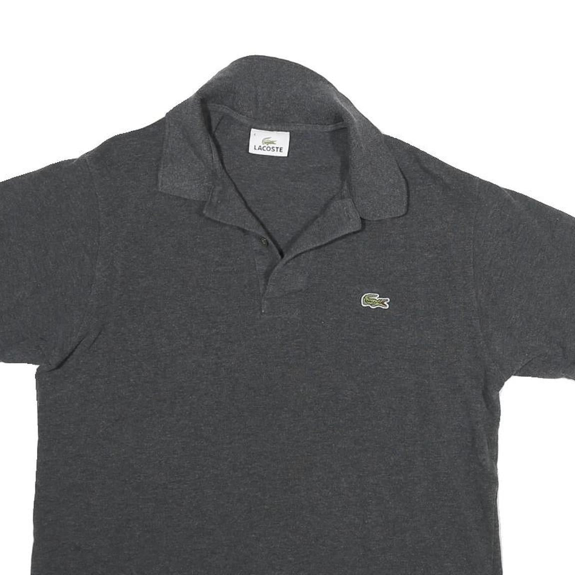 LACOSTE Mens Grey Short Sleeve Plain M Cotton Blend Polo Shirt Casual