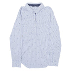ZARA Womens Printed Shirt Blue Collared Long Sleeve Striped S