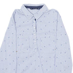 ZARA Womens Printed Shirt Blue Collared Long Sleeve Striped S