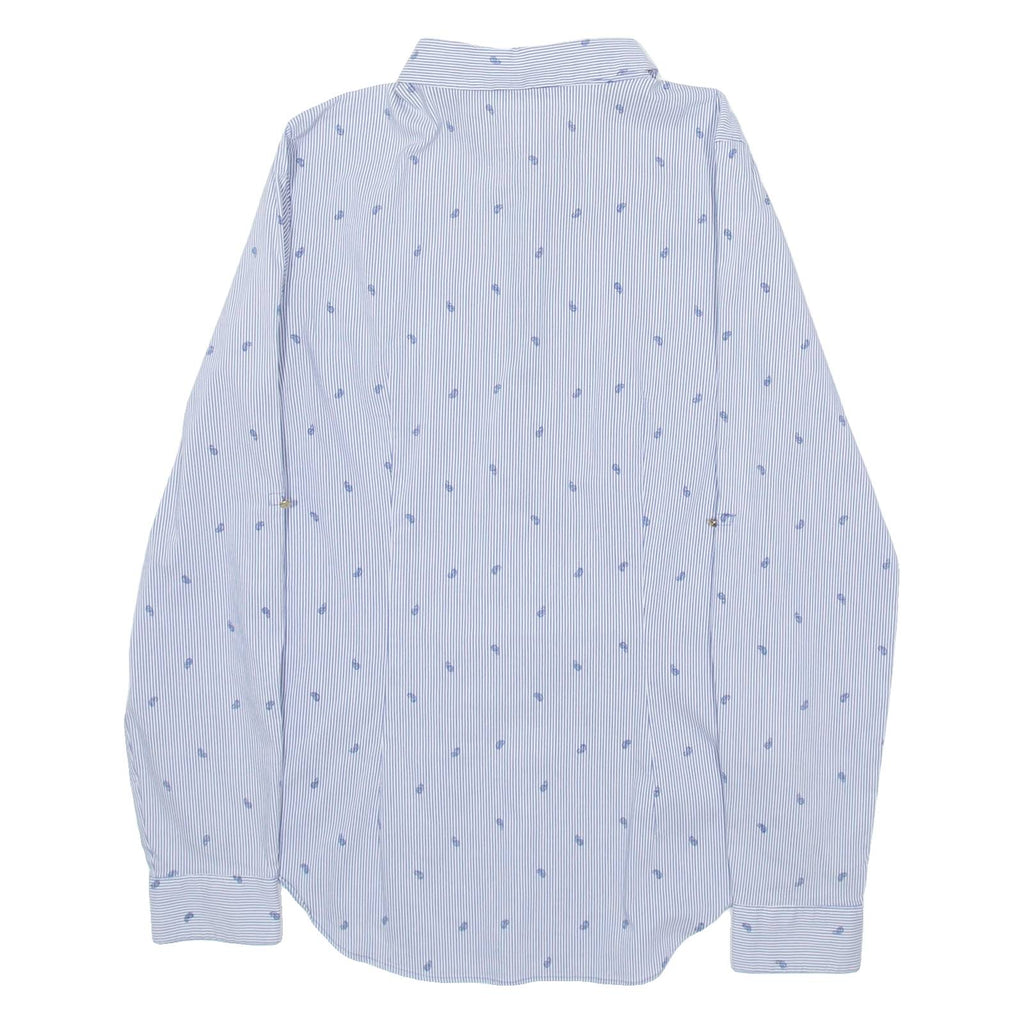 ZARA Womens Printed Shirt Blue Collared Long Sleeve Striped S