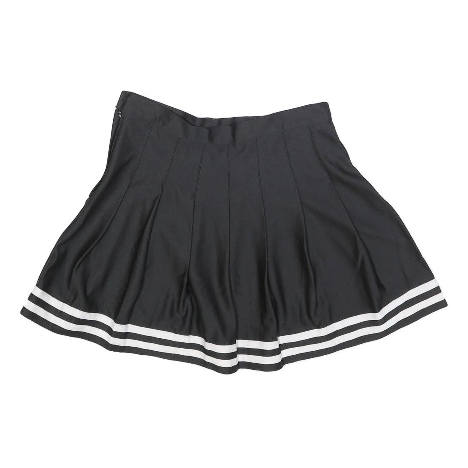 ZOOZATZ Womens Black & White Pleated Short Polyester Blend Skirt M Schoolwear
