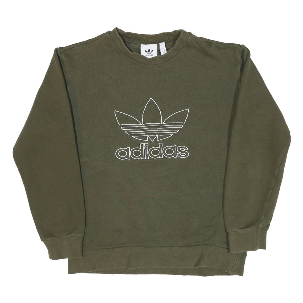 ADIDAS Mens Green Crew Neck S Sweatshirt Cotton Blend Casual Pullover