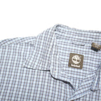 TIMBERLAND Mens Blue Check Shirt M Cotton Blend Casual Long Sleeve Button Cuff