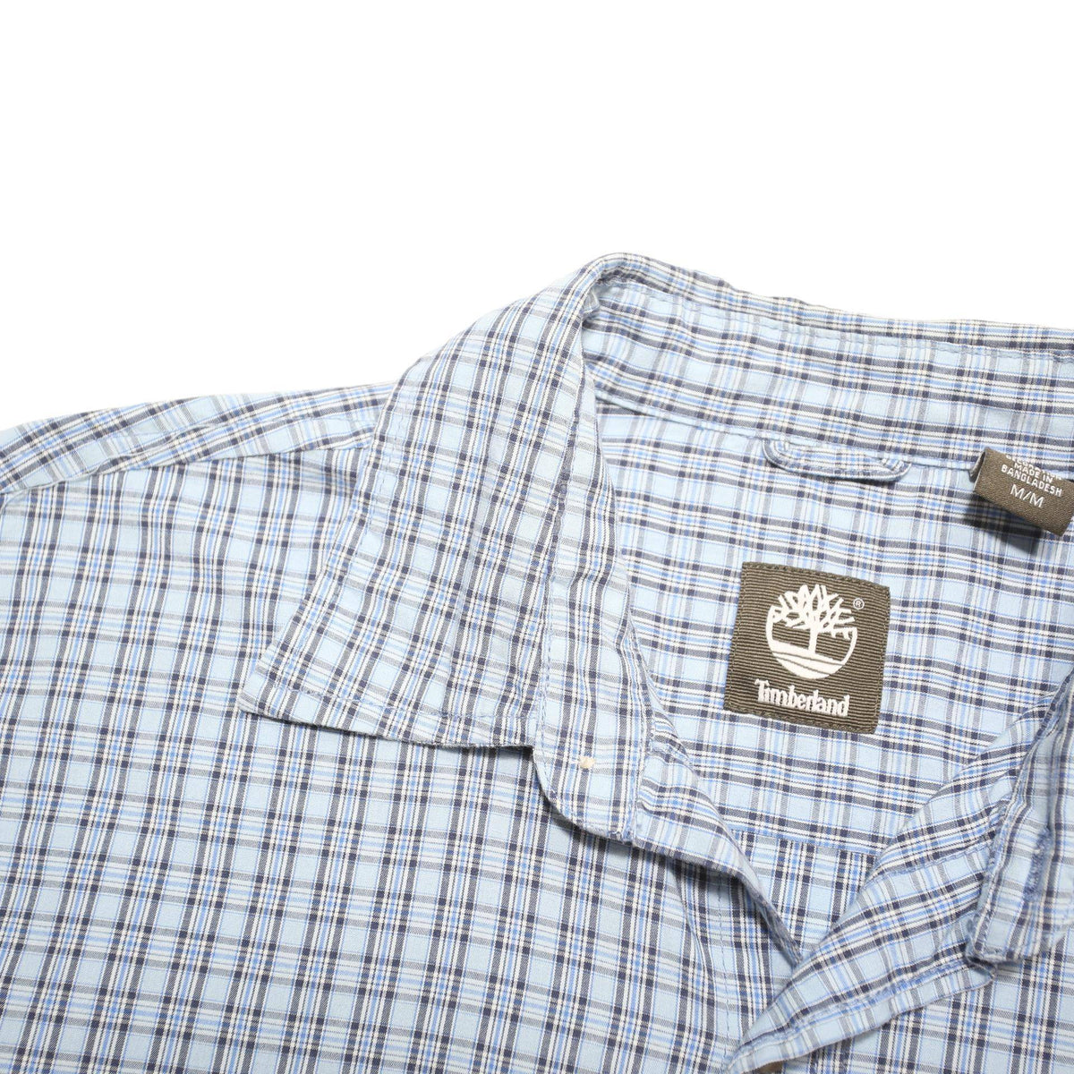 TIMBERLAND Mens Blue Check Shirt M Cotton Blend Casual Long Sleeve Button Cuff