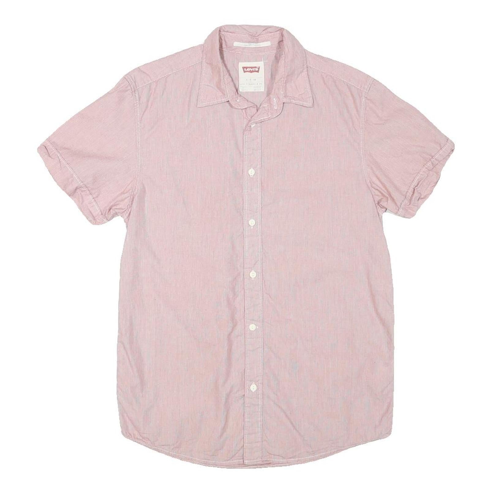 LEVI'S Mens Pink Short Sleeve Shirt S Casual Cotton Summer Button Down