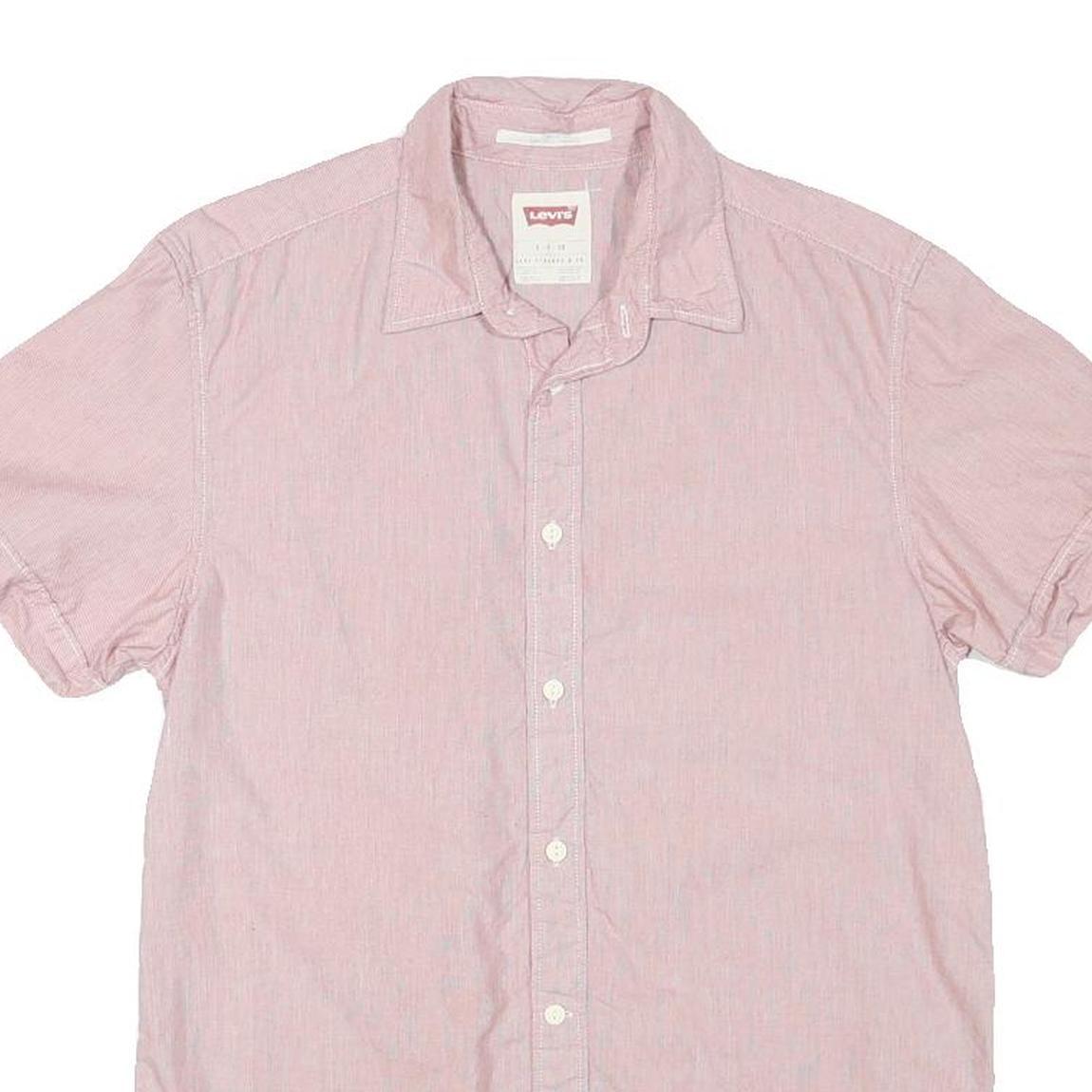 LEVI'S Mens Pink Short Sleeve Shirt S Casual Cotton Summer Button Down