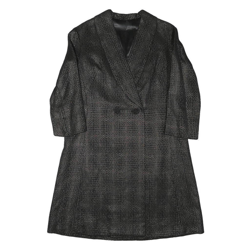 Womens Black Textured Button Jacket M Polyester Blend Classic Formal Outerwear