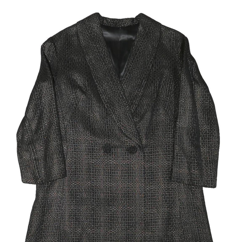 Womens Black Textured Button Jacket M Polyester Blend Classic Formal Outerwear