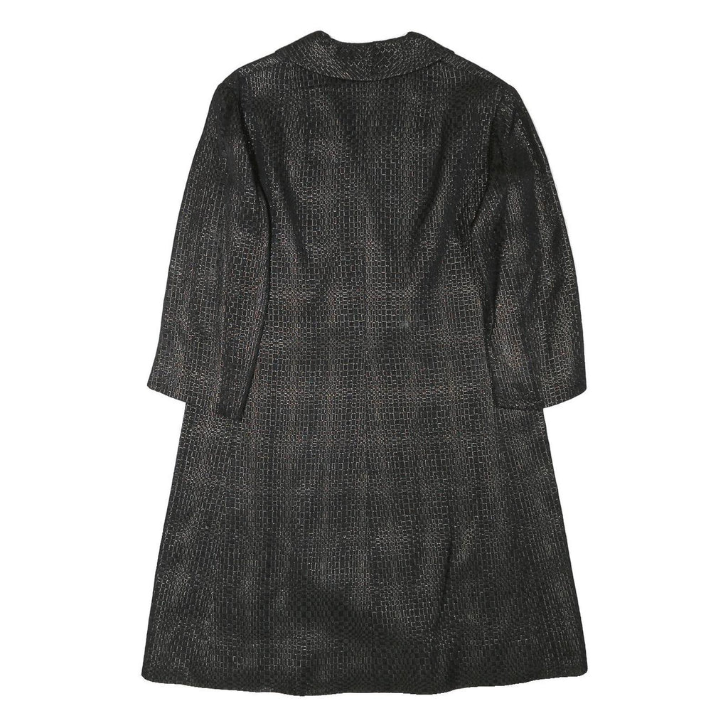 Womens Black Textured Button Jacket M Polyester Blend Classic Formal Outerwear