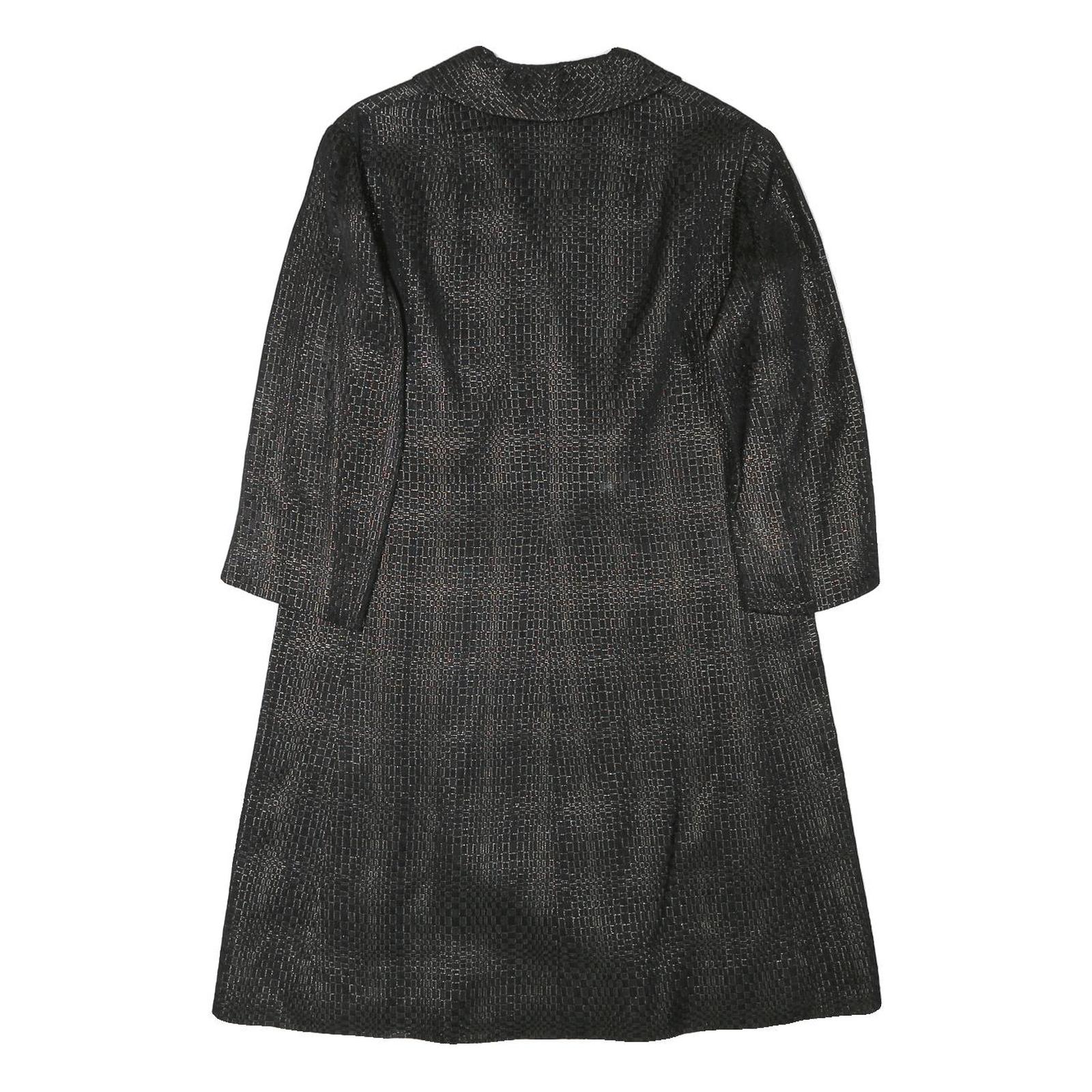 Womens Black Textured Button Jacket M Polyester Blend Classic Formal Outerwear