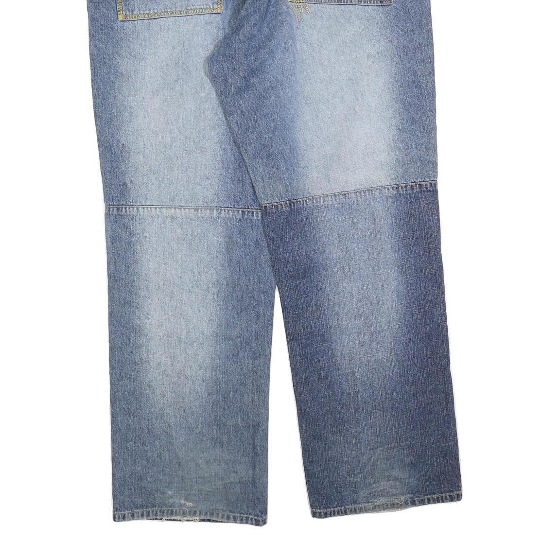 PHAT FARM Mens Relaxed Blue Denim Rinse Jeans W40 L33 Patchwork Cotton Blend