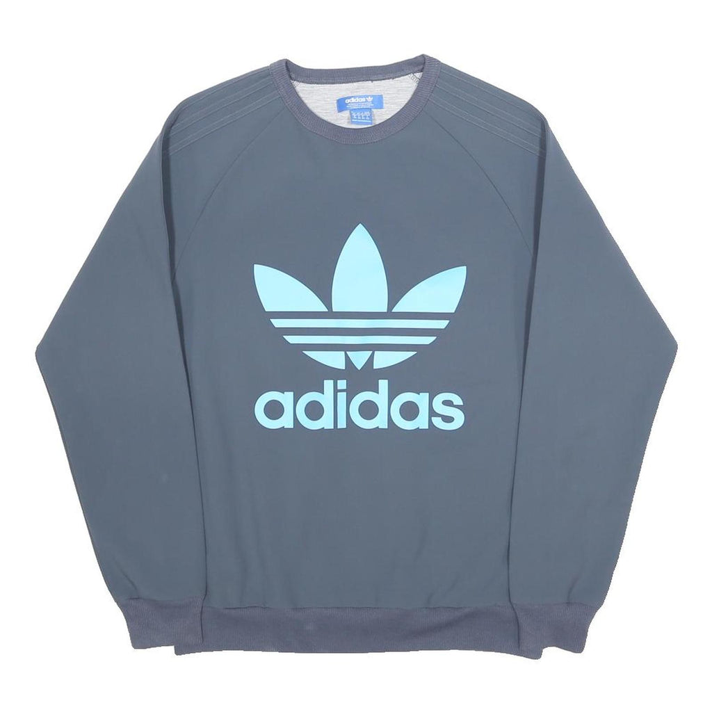 ADIDAS Mens Grey Crew Neck XS Sweater Polyester Logo Casual Pullover Sweatshirt