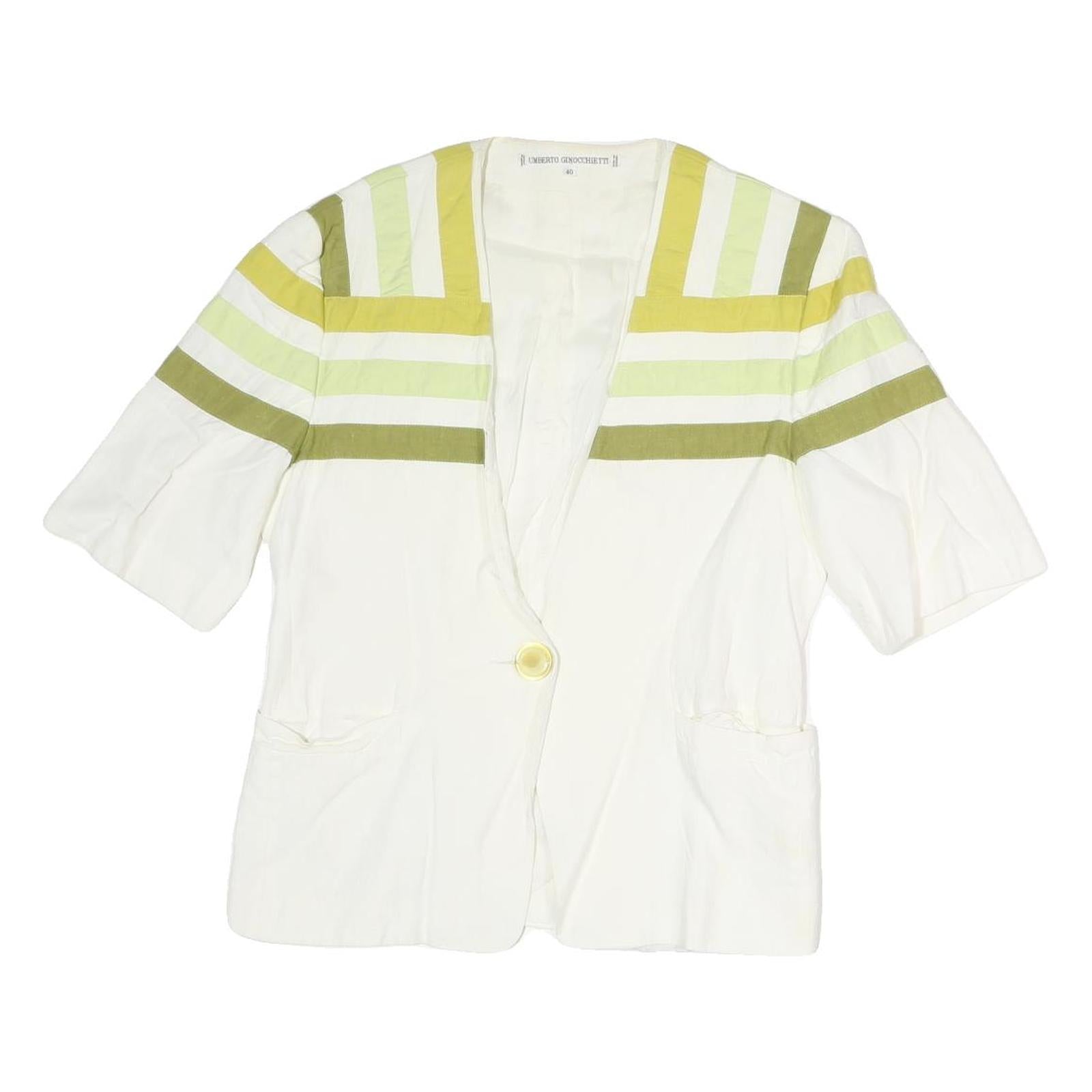 UMBERTO GINOCCHIETTI Womens White & Olive Colourblock Coach Jacket M Polyester