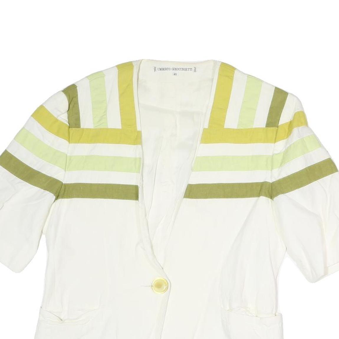 UMBERTO GINOCCHIETTI Womens White & Olive Colourblock Coach Jacket M Polyester