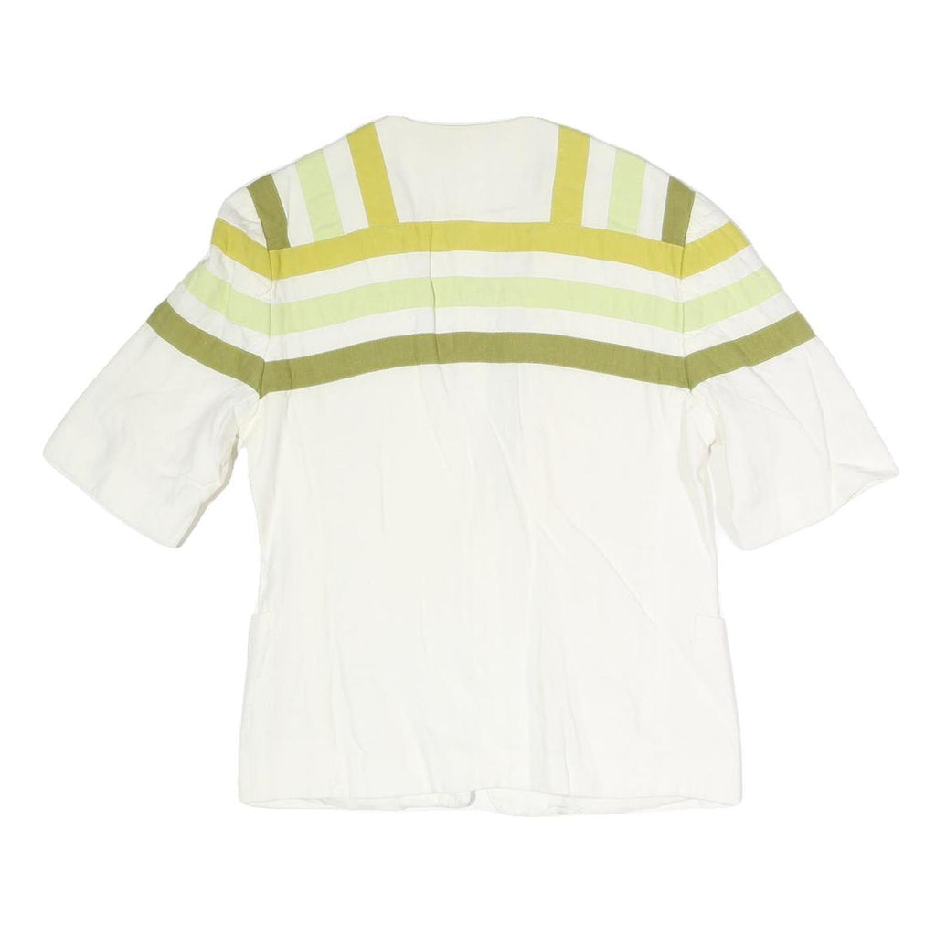 UMBERTO GINOCCHIETTI Womens White & Olive Colourblock Coach Jacket M Polyester