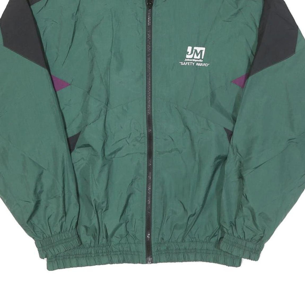 QUALITY Mens Green & Purple Zip Jacket M Polyester Blend Colourblock Sportswear