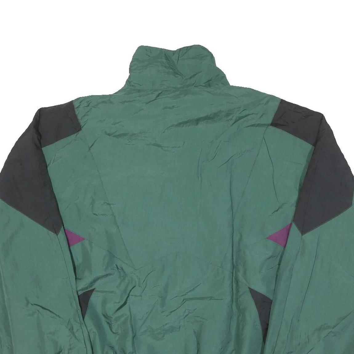 QUALITY Mens Green & Purple Zip Jacket M Polyester Blend Colourblock Sportswear