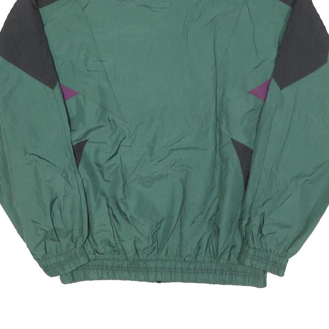 QUALITY Mens Green & Purple Zip Jacket M Polyester Blend Colourblock Sportswear