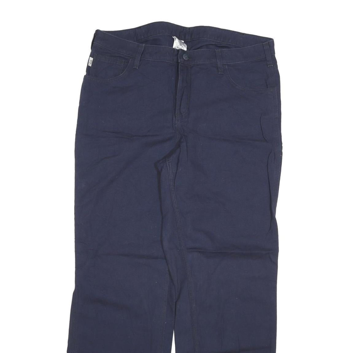 CARHARTT Womens Regular Fit Cotton Blend Navy Blue Trousers W36 L32 Workwear Zip