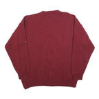 PALMER Mens Red Patterned Jumper V-Neck Basic Knit Wool XL Classic Pullover