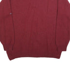 PALMER Mens Red Patterned Jumper V-Neck Basic Knit Wool XL Classic Pullover