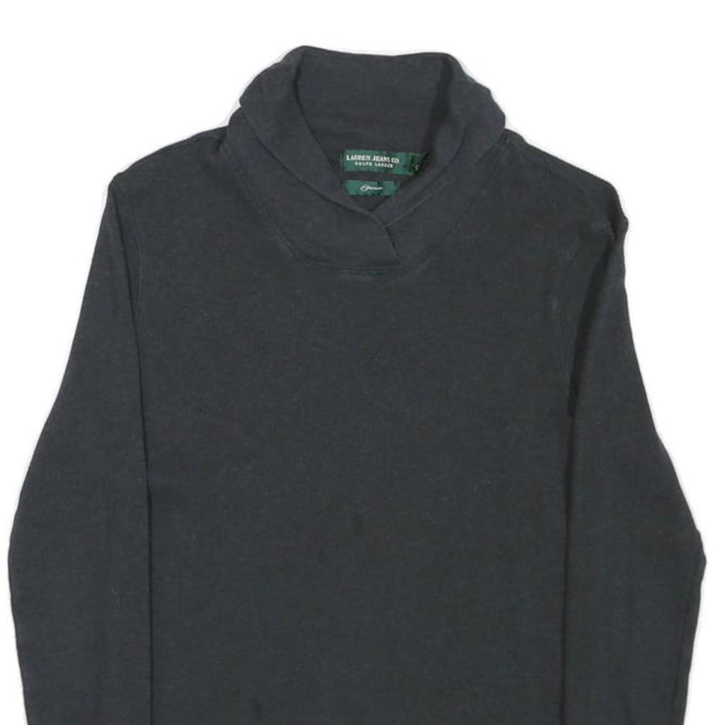 LAUREN RALPH LAUREN Womens Black Plain Roll Neck Basic Knit Jumper S Cotton