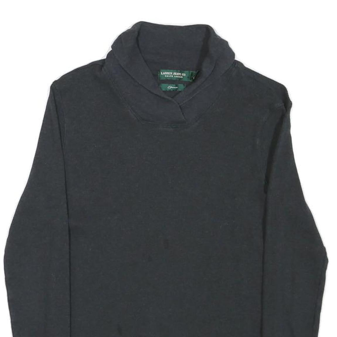 LAUREN RALPH LAUREN Womens Black Plain Roll Neck Basic Knit Jumper S Cotton