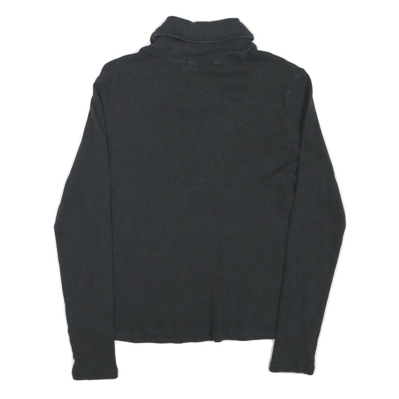 LAUREN RALPH LAUREN Womens Black Plain Roll Neck Basic Knit Jumper S Cotton