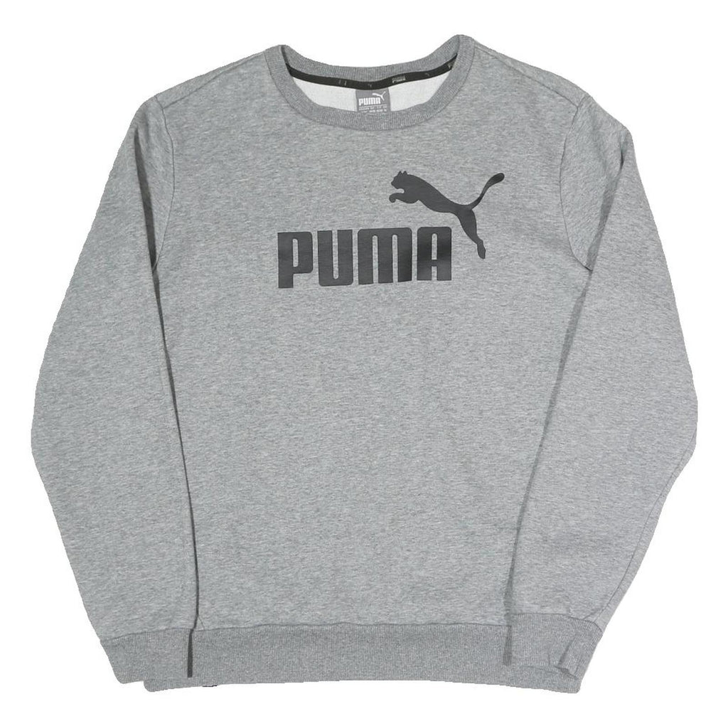 PUMA Mens Grey Cotton Blend Crew Neck M Logo Sweatshirt Casual