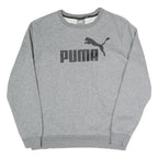 PUMA Mens Grey Cotton Blend Crew Neck M Logo Sweatshirt Casual