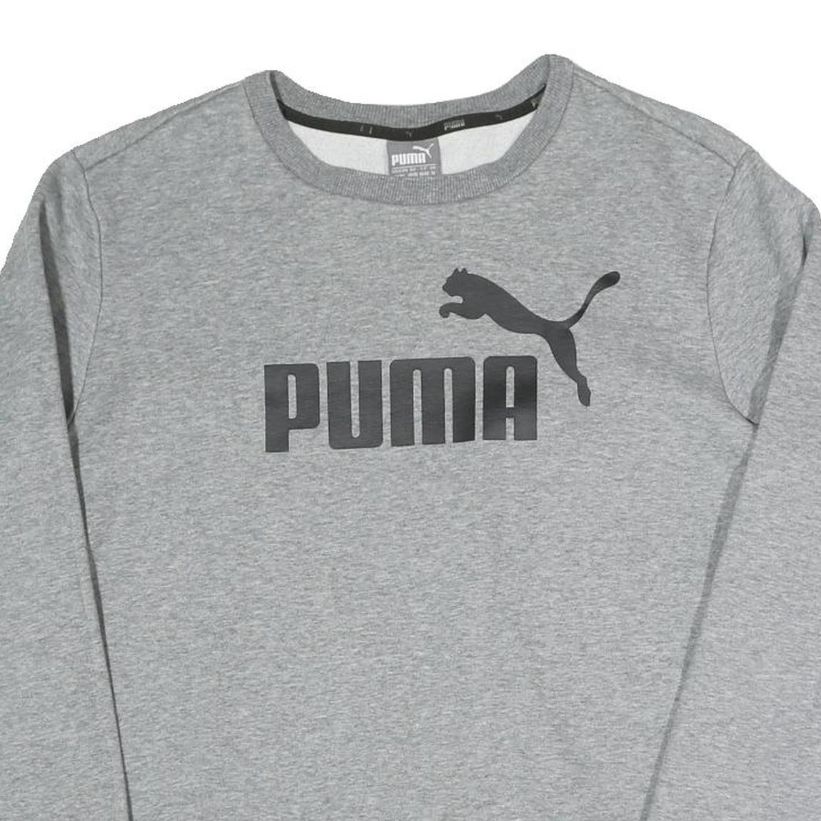 PUMA Mens Grey Cotton Blend Crew Neck M Logo Sweatshirt Casual