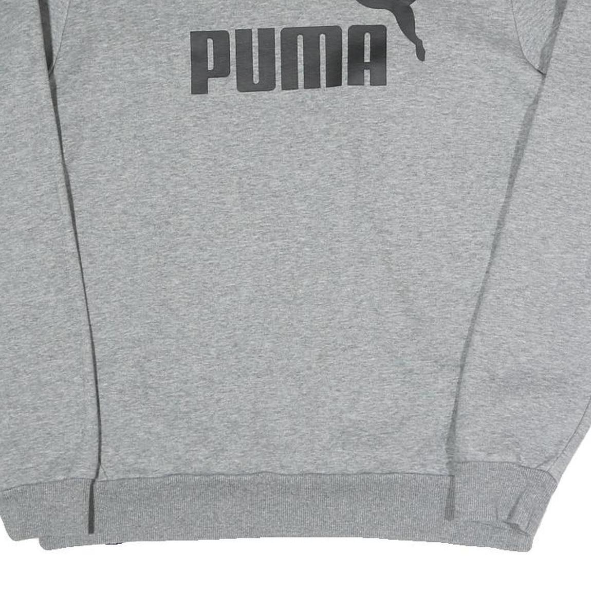 PUMA Mens Grey Cotton Blend Crew Neck M Logo Sweatshirt Casual