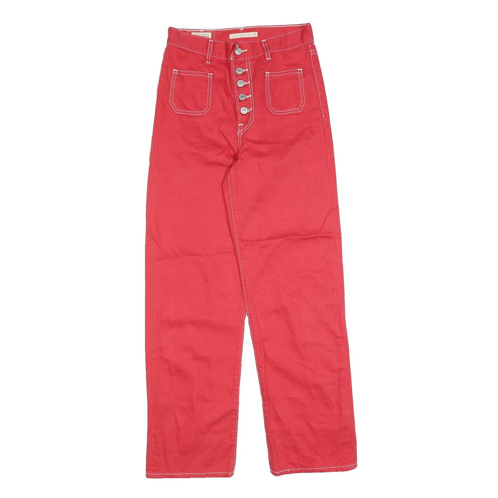 LEVI'S Womens Jeans Red Regular Straight Denim W25 L28 Button Closure