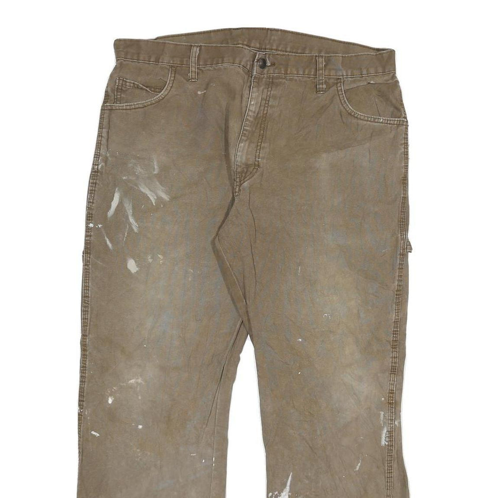 DICKIES Mens Jeans Brown Regular Straight Denim W36 L30 Workwear Cotton Blend