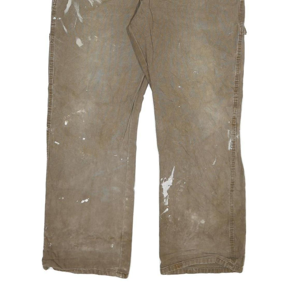 DICKIES Mens Jeans Brown Regular Straight Denim W36 L30 Workwear Cotton Blend