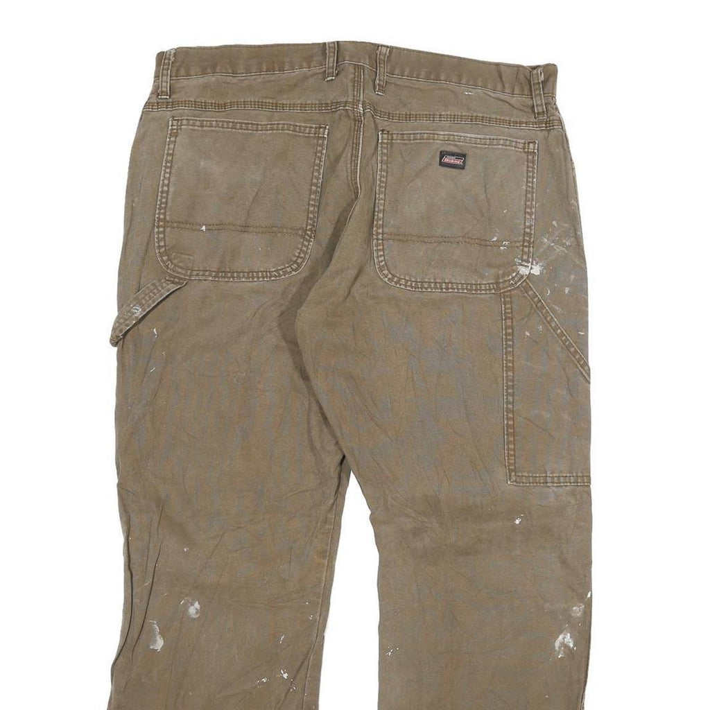 DICKIES Mens Jeans Brown Regular Straight Denim W36 L30 Workwear Cotton Blend