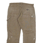 DICKIES Mens Jeans Brown Regular Straight Denim W36 L30 Workwear Cotton Blend