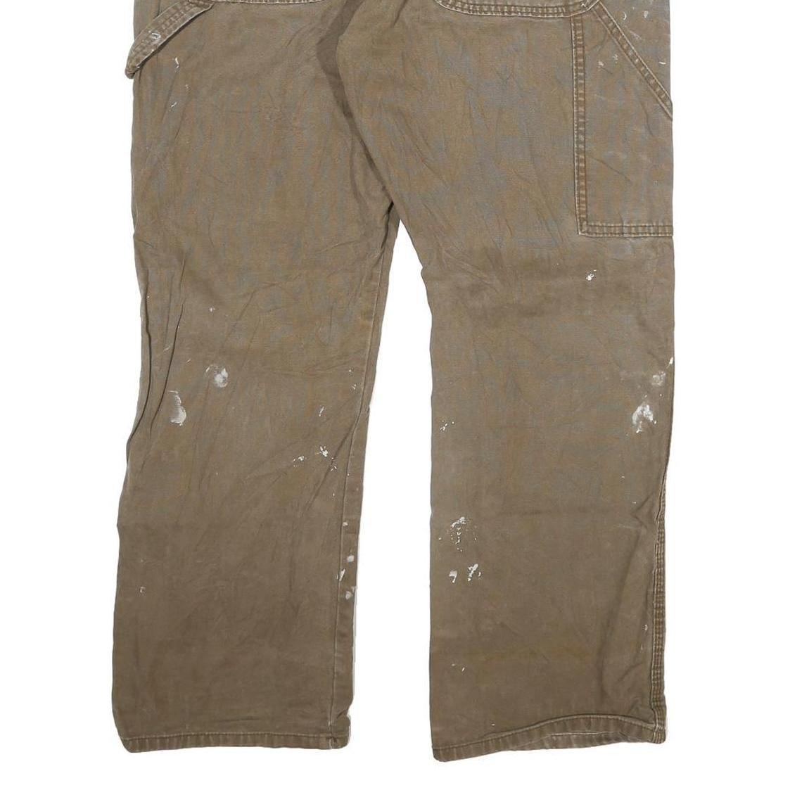 DICKIES Mens Jeans Brown Regular Straight Denim W36 L30 Workwear Cotton Blend