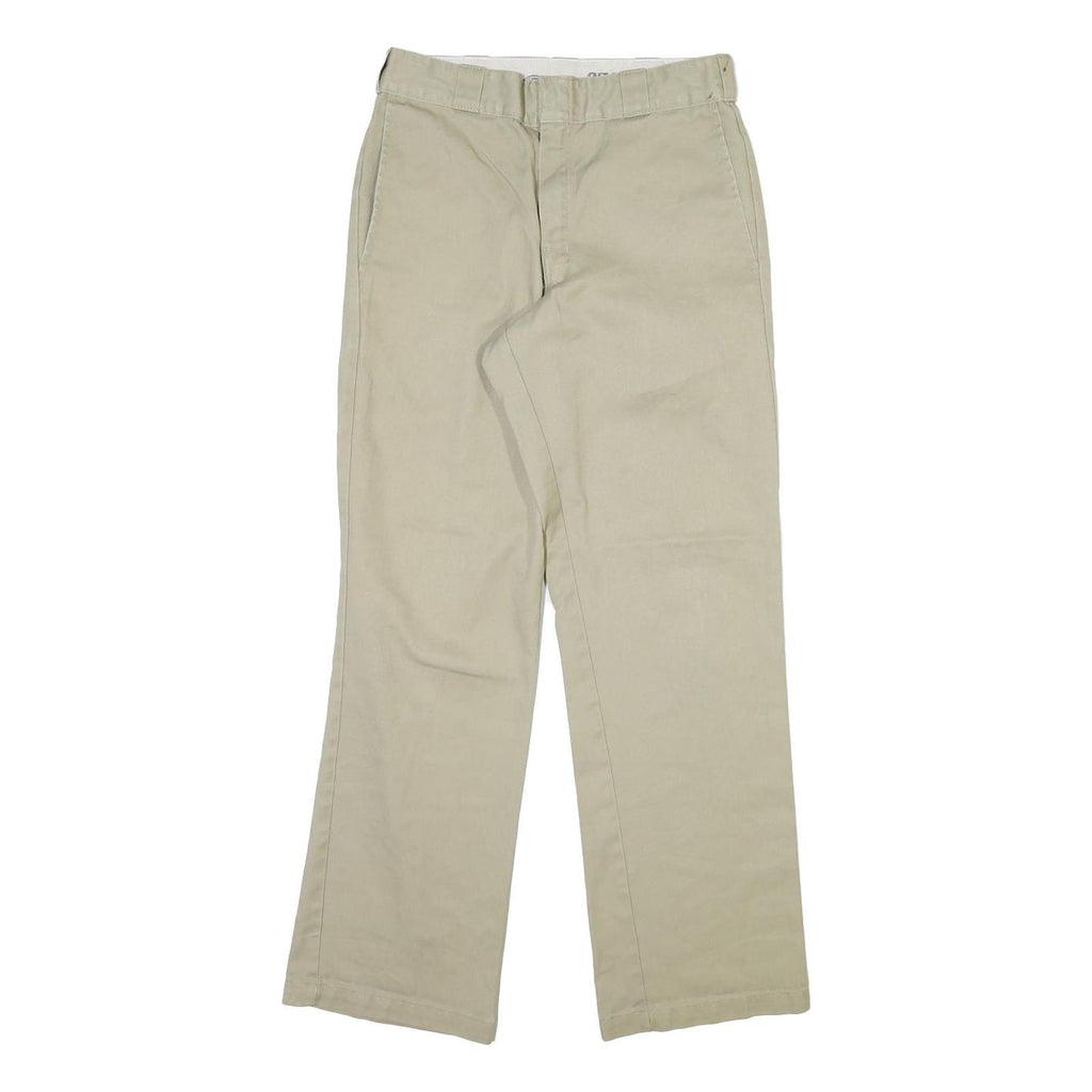 DICKIES Mens Cotton Blend Beige Regular Straight Trousers W30 L31 Workwear Zip