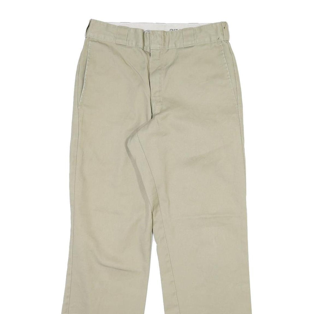 DICKIES Mens Cotton Blend Beige Regular Straight Trousers W30 L31 Workwear Zip